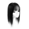 12" Bob Straight 100% Remy Human Hair Topper with 3D Bangs Clip in Hairpiece Topper Hair Piece 10x12cm Hand Tied U Shaped Top Mono Base Closure Topper for Women with Thinning Hair Natural Black view 4