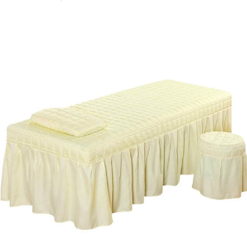 3pcs Set Beauty Salon Massage Table Bed Sheet Skirt SPA Bedspread Full Cover with Pillowcase, Stool Cover