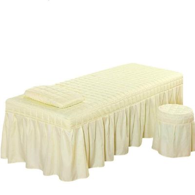 3pcs Set Beauty Salon Massage Table Bed Sheet Skirt SPA Bedspread Full Cover with Pillowcase, Stool Cover