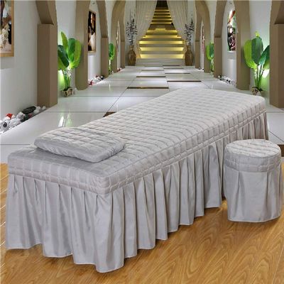 3pcs Set Beauty Salon Massage Table Bed Sheet Skirt SPA Bedspread Full Cover with Pillowcase, Stool Cover