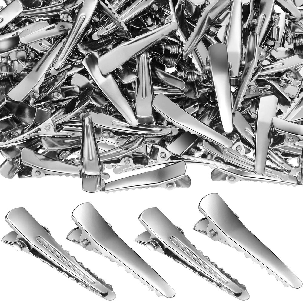 Chuangdi 200 Pieces Silver Metal Alligator Hair Clips tiny small Duckbill Teeth Bows flat Hair Clips for Women Girls Care Accessories.(40 mm/ 1.6 Inch)