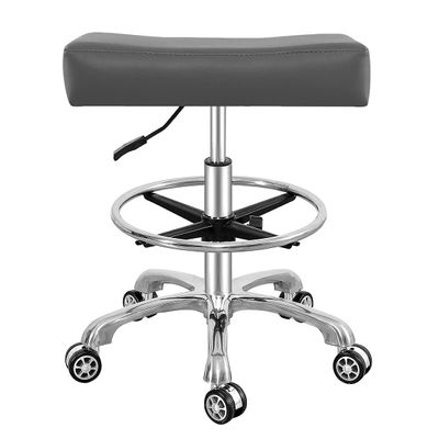 Antlu Adjustable Rolling Swivel Stool Chair for Massage Office Tattoo Kitchen, Work Stool with Wheels (Grey, with Foot Ring)