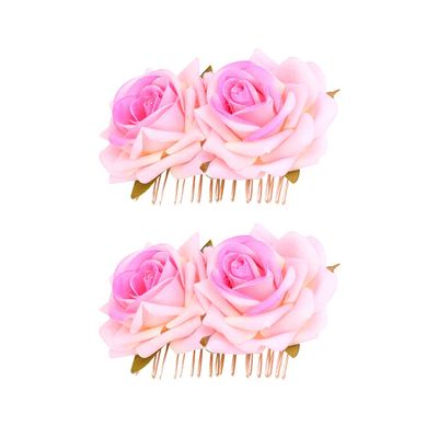 2pcs rose hair comb flower hair rose hair clip rose hair accessories Wedding Headdresss Floral Hair Headpiece wedding hair barrettes Wedding Hair Comb delicate side flower Miss