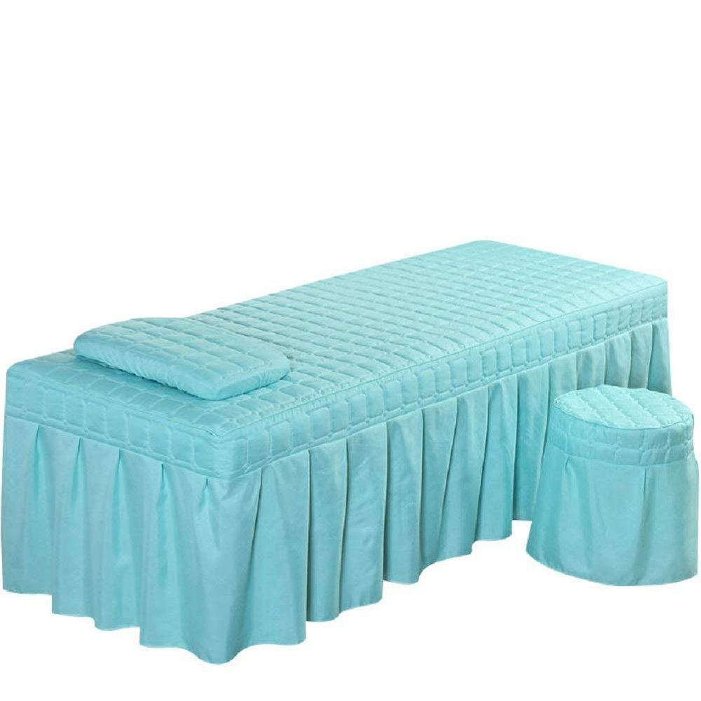 3pcs Set Beauty Salon Massage Table Bed Sheet Skirt SPA Bedspread Full Cover with Pillowcase, Stool Cover