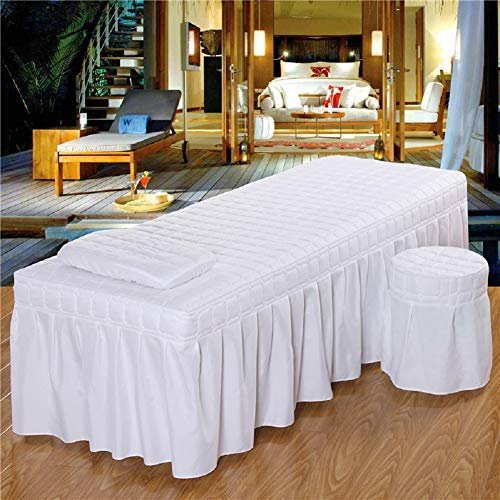 3pcs Set Beauty Salon Massage Table Bed Sheet Skirt SPA Bedspread Full Cover with Pillowcase, Stool Cover