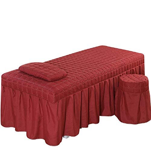 3pcs Set Beauty Salon Massage Table Bed Sheet Skirt SPA Bedspread Full Cover with Pillowcase, Stool Cover