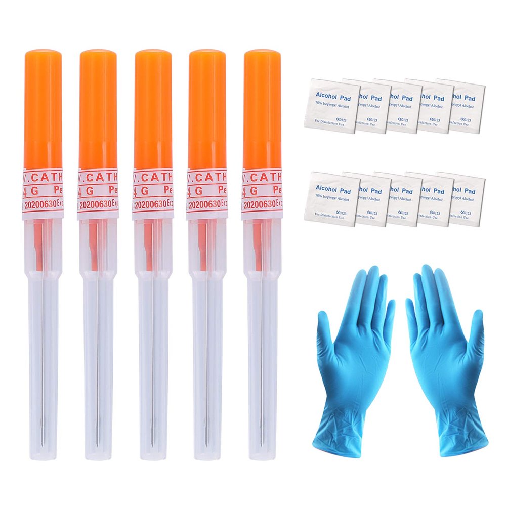 ZS Catheter Piercing Needles - 5Pcs IV Catheter Needles Kit, Ear Nose Lip Piercing Needles, 14G, 16G, 18G, 20G Body Piercing Kit (14G(1.6mm))