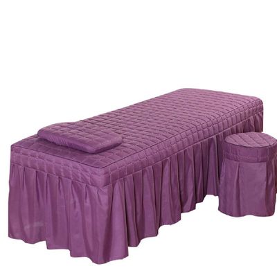 3pcs Set Beauty Salon Massage Table Bed Sheet Skirt SPA Bedspread Full Cover with Pillowcase, Stool Cover