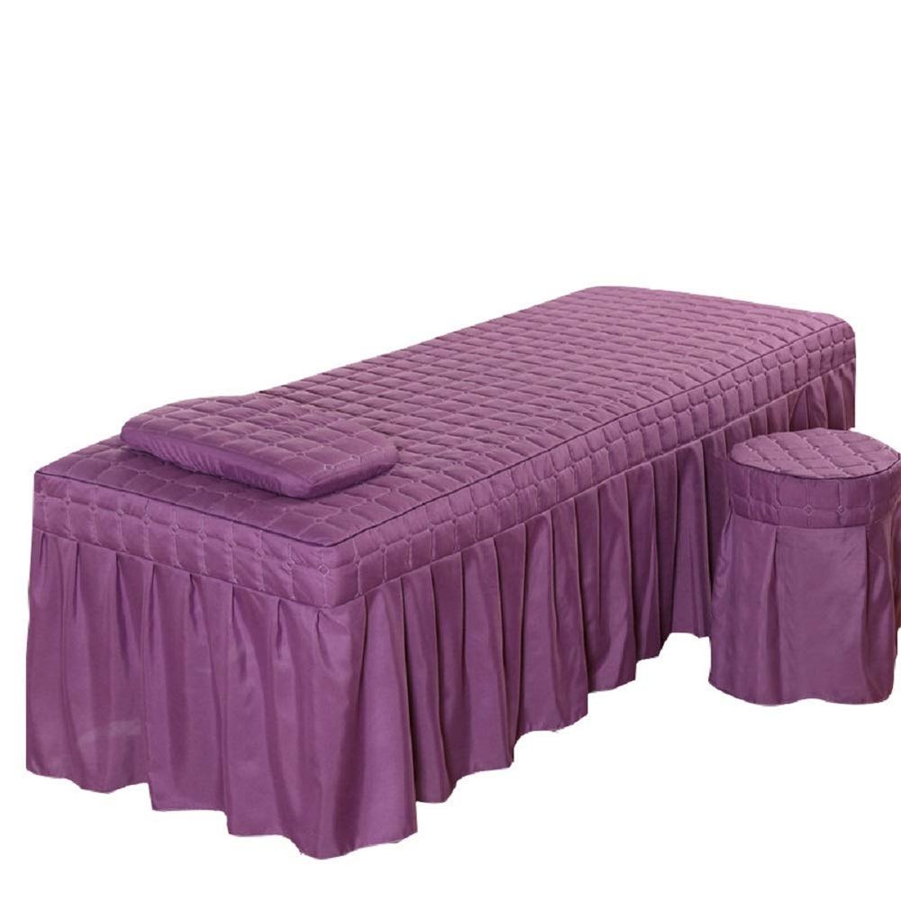 3pcs Set Beauty Salon Massage Table Bed Sheet Skirt SPA Bedspread Full Cover with Pillowcase, Stool Cover