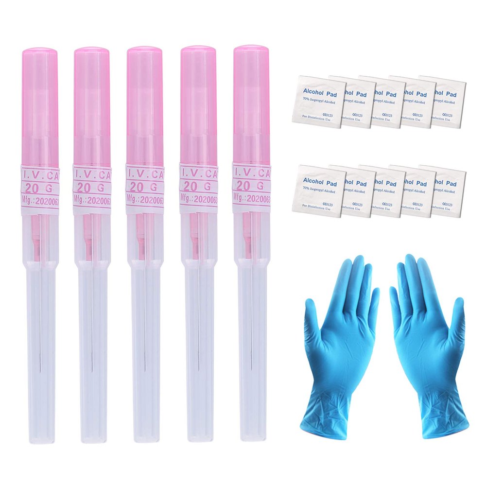 ZS Catheter Piercing Needles - 5Pcs IV Catheter Needles Kit, Ear Nose Lip Piercing Needles, 14G, 16G, 18G, 20G Body Piercing Kit (20G(0.8mm))