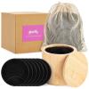 18 Pack Reusable Cotton Rounds for Makeup Removal with Bamboo Holder and Mesh Storage Bag (Black) view 1