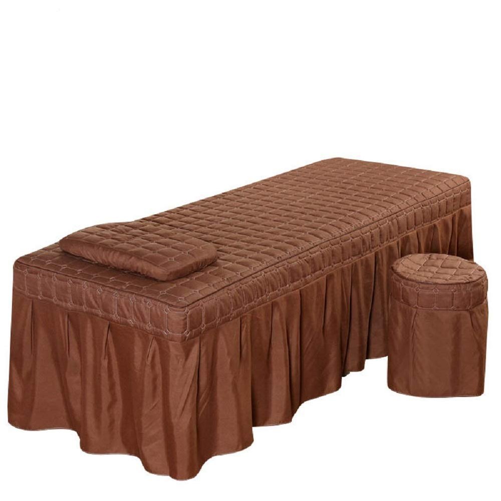 3pcs Set Beauty Salon Massage Table Bed Sheet Skirt SPA Bedspread Full Cover with Pillowcase, Stool Cover