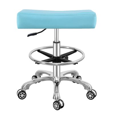 Antlu Adjustable Rolling Swivel Stool Chair for Massage Office Tattoo Kitchen, Work Stool with Wheels (Cyan, with Foot Ring)
