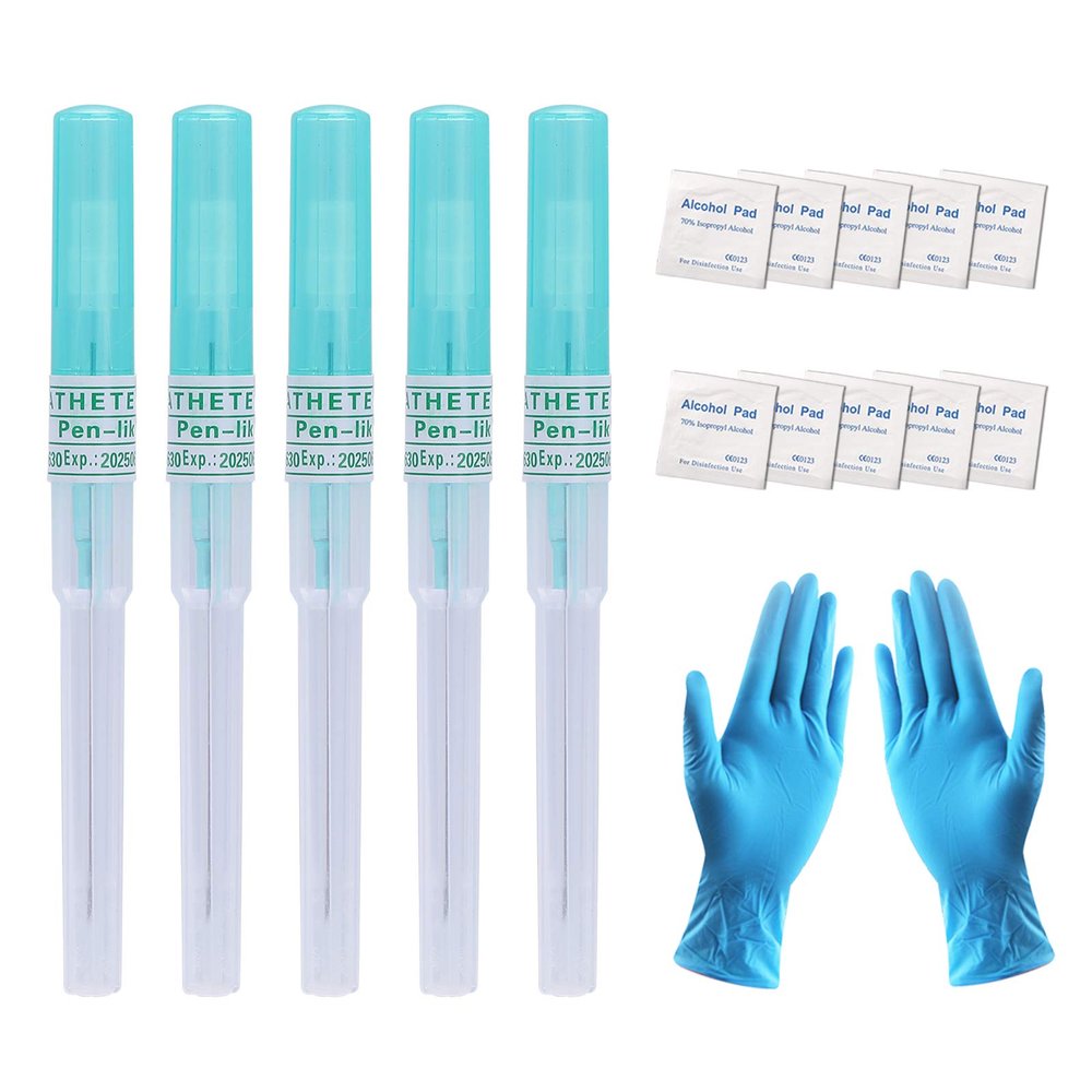 ZS Catheter Piercing Needles - 5Pcs IV Catheter Needles Kit, Ear Nose Lip Piercing Needles, 14G, 16G, 18G, 20G Body Piercing Kit (18G(1.0mm))