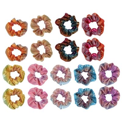 18pcs Gradient Hair Ring Metallic Hair Ties Gradient Hair Scrunchies Girl Scrunchies Candy Color Scrunchie Gradient Hair Ropes Elastic Hair Ties Christmas Woman Mermaid