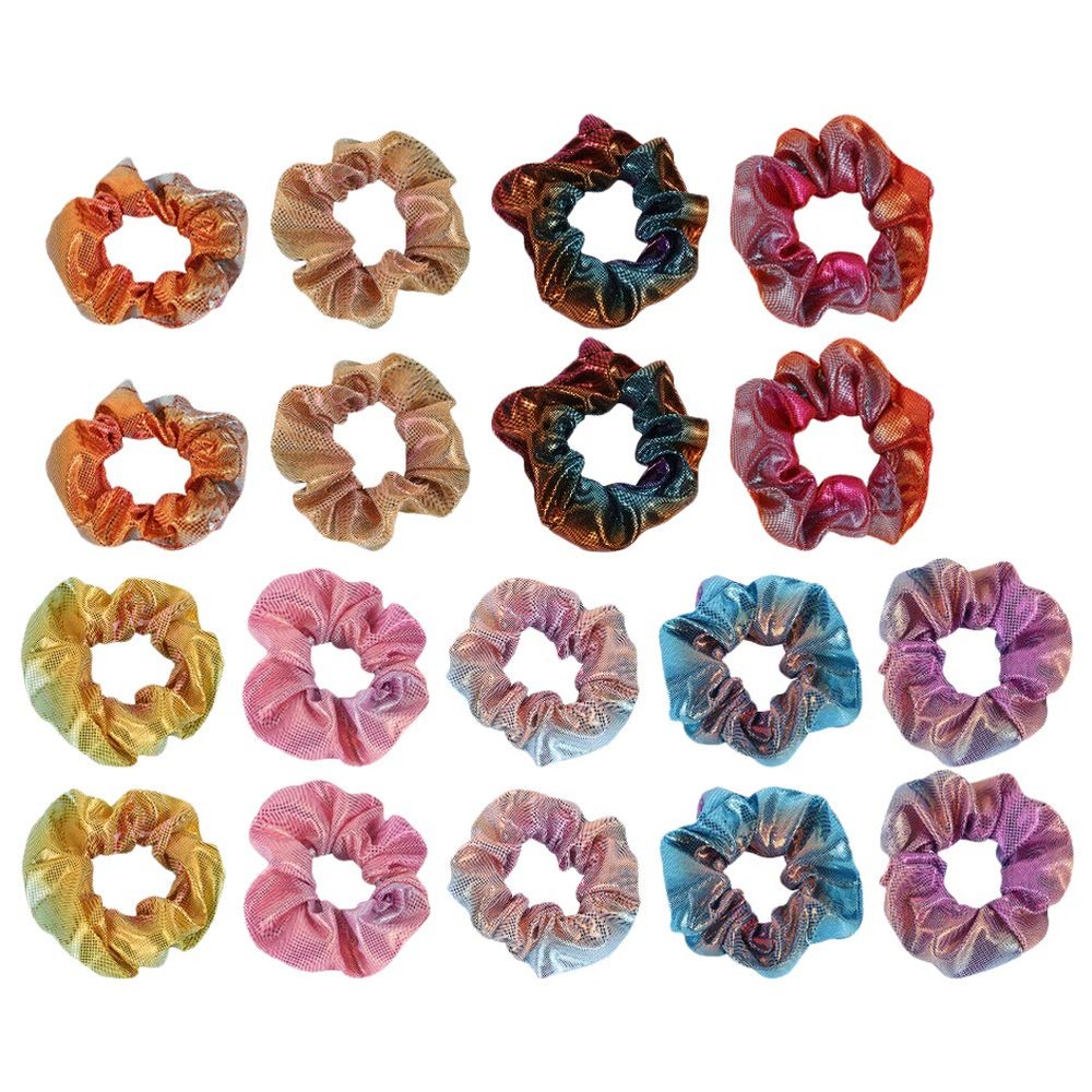 18pcs Gradient Hair Ring Metallic Hair Ties Gradient Hair Scrunchies Girl Scrunchies Candy Color Scrunchie Gradient Hair Ropes Elastic Hair Ties Christmas Woman Mermaid