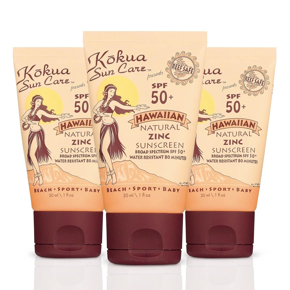 Kokua Sun Care Hawaiian Reef Safe Sunscreen SPF 50 | 1 oz - 3 Pack | Zinc Oxide | Mineral Sunscreen | Face & Body | Moisturizing Sun Protection | Water Resistant | Chemical Free | Natural Ingredients