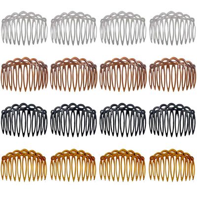 16 Pieces Plastic Hair Combs French Hair Side Combs 11 Teeth Twist Comb Hair Clips Combs Hair Accessories for Women and Girls, 4 Colors
