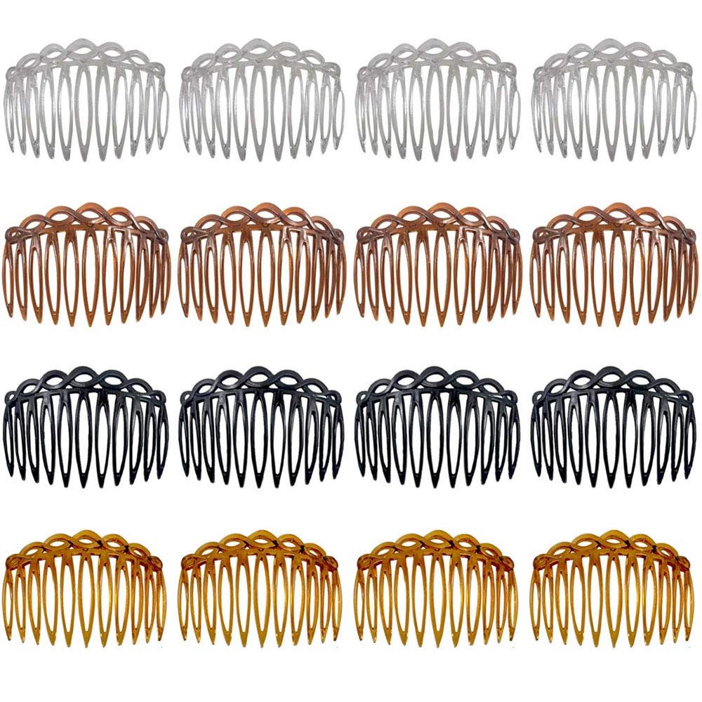 16 Pieces Plastic Hair Combs French Hair Side Combs 11 Teeth Twist Comb Hair Clips Combs Hair Accessories for Women and Girls, 4 Colors