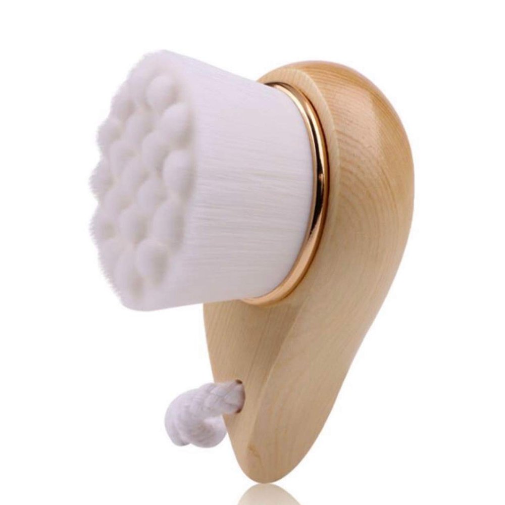 BeNat. Facial Bamboo Wood Handle Cleansing Brush. Extra-Soft Fiber Facial Brush. White.