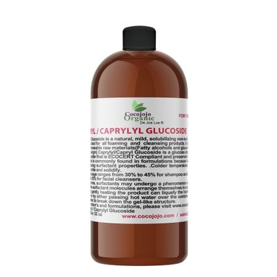 Dr Joe Lab Capryl Glucoside Liquid Surfactant - Caprylyl Natural, Plant Derived - DIY Skin Care - Shower Gels, Foaming, Body Soap, Shampoos Baby Products Face Cleansers - COCOJOJO - 32 Oz