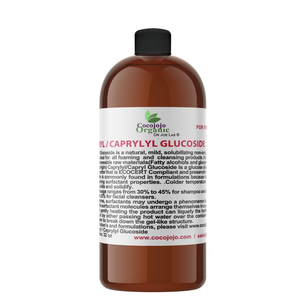 Dr Joe Lab Capryl Glucoside Liquid Surfactant - Caprylyl Natural, Plant Derived - DIY Skin Care - Shower Gels, Foaming, Body Soap, Shampoos Baby Products Face Cleansers - COCOJOJO - 32 Oz