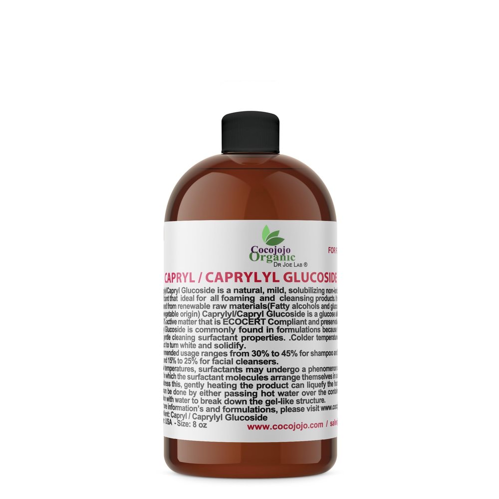 Dr Joe Lab Capryl Glucoside Liquid Surfactant - Caprylyl Natural, Plant Derived - DIY Skin Care - Shower Gels, Foaming, Body Soap, Shampoos Baby Products Face Cleansers - COCOJOJO (8 oz)