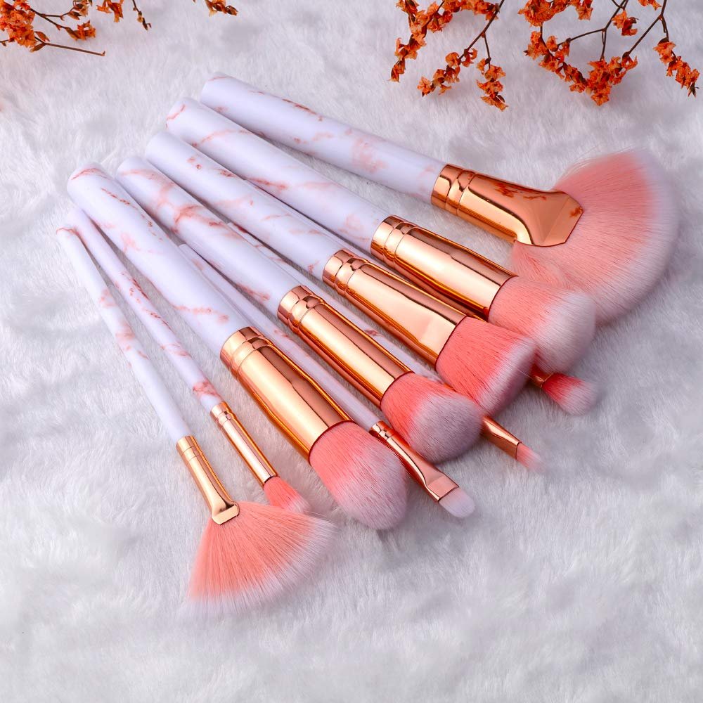 10/15Pcs Marble Makeup Brushes Set Cosmetic Eye Shadow Foundation Blush Blending Beauty Make Up Brush Tools sector 10pcs pink