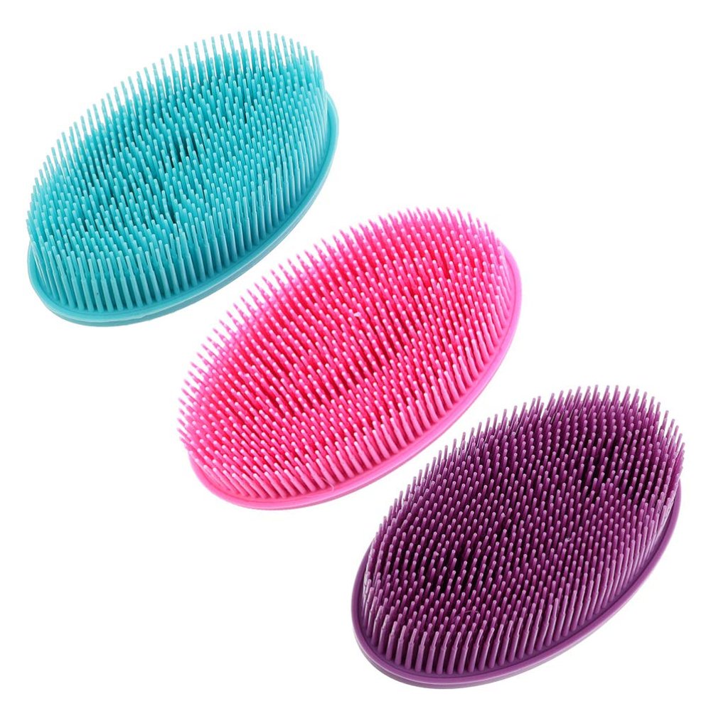 3pcs Baby Bath Soft Brush Baby Shampoo Brush Kids Hair exfoliating Body Bath Scrubber Dual Side Body Sponge Hair Scalp Head Child Double Sided spa