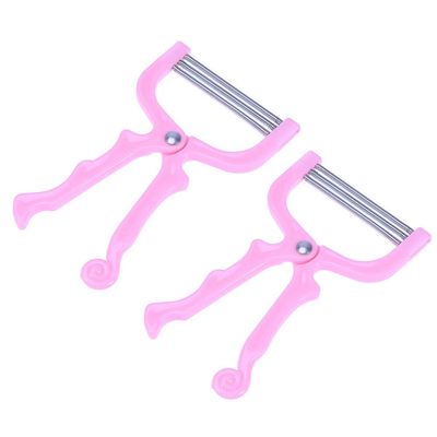 2Pcs Manual Facial Hair Remover Epilator for Women, Portable Stainless Steel and Abs Hair Threader for Upper Lip, Chin, Cheeks, and Neck, Pink