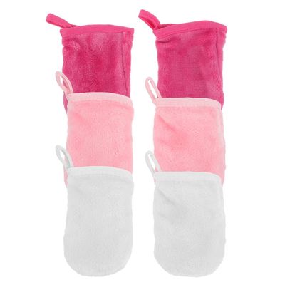 6pcs Washing Gloves Facial Towel Pink Towels Face Cleaning Tool Mitt Facial Cleansing Cloths Gloves for Cleaning Make up Travel Makeup Fine Fiber