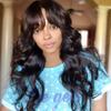 meishengzhiyuan Body Wave Lace Front Human Hair Wig With Bangs Wavy Curly Pre Plucked 136 Lace Frontal Wig Hair Replacement Wig Bleached Knots 150 Density Brazilian Hair Remy 18" view 2