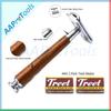 AAProTools Double Edge Safety Razor with Long Natural Wood Handle Safety Razor Wood Eco Friendly For Men or For Women Sustainable and Durable Saftey Razor With 2 Pack Treet Blades BTS-309 view 2