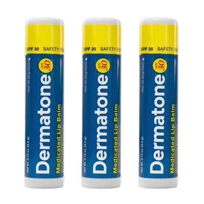 Dermatone Original Medicated Lip Balm | Soothing & Moisturizing | Cocoa Butter, Aloe, Vitamin E | Heal & Repair Dry Chapped Lips | SPF30 | 3-Pack, 0.15oz sticks