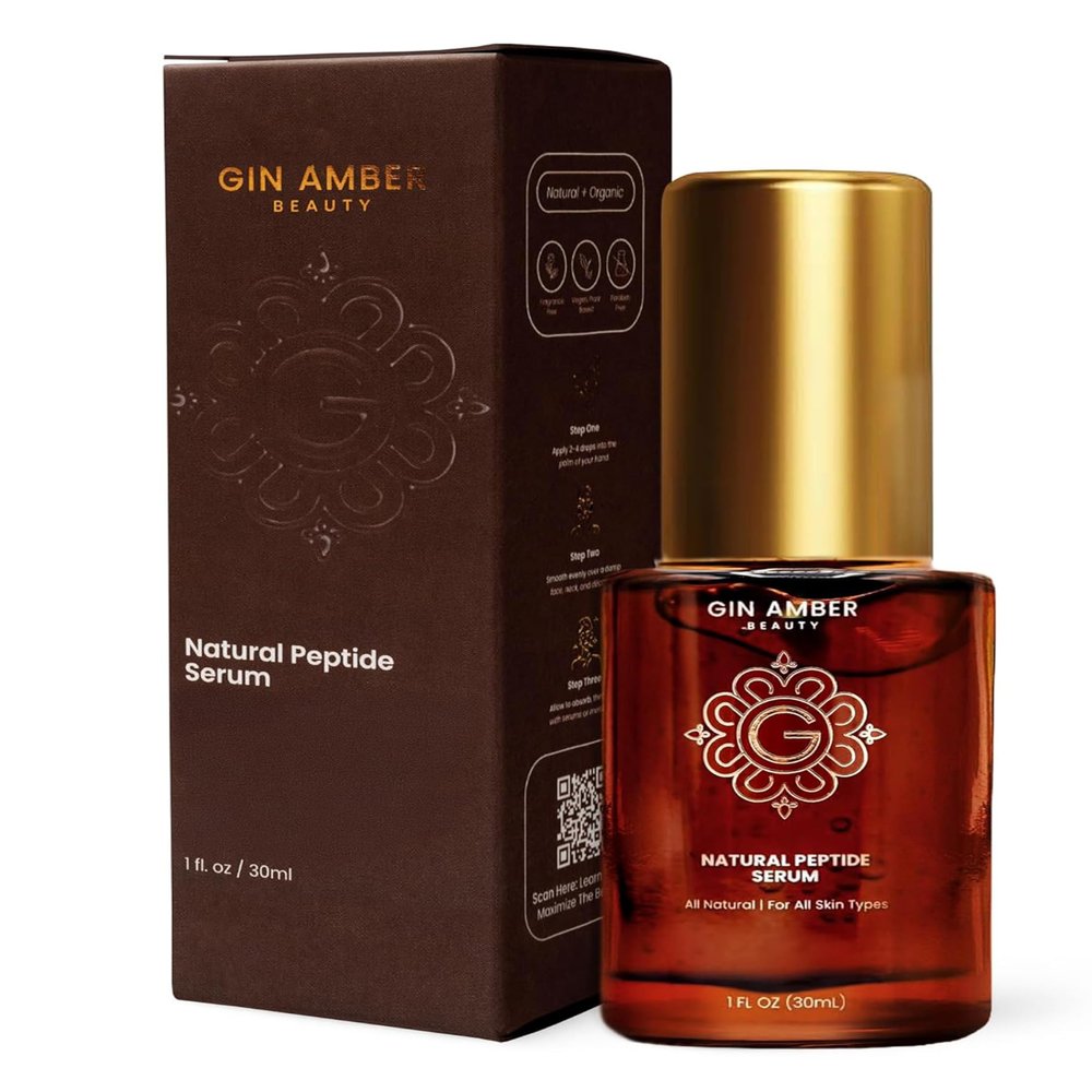 Gin Amber Beauty - Peptide Facial Serum  Firming & Tightening Skin Serum with Vitamin E for a Radiant Look (1 fl oz - 30 ml)
