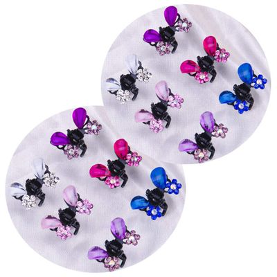 12Pcs Women Small Butterfly Design Barrettes Decorative Hair Bobby Pins for Wedding Bridal Cute Rhinestone and Crystal Metal Jaw Claw Hair Clip