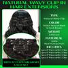 Anrosa Double Weft Human Hair Natural Wave #1B Natural Black Color Fading to #4 Dark Brown Color Clip in 22 Inch Hair Extension Wavy Curly for Women Two Tone Color with 7 Pieces Per Pack view 2