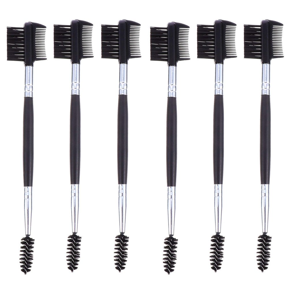 SOLUSTRE 6pcs Double Eyebrow and Eyelash Grooming Brush for Lashes and Brows Includes Eyelash Comb and Control Brush for Everyday Use and Sharing Friends