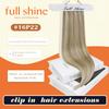 Full Shine Blonde Hair Extensions Real Human Hair Clip ins Golden Blonde Mix Light Blonde Natural Seamless Hair Extension for Women Add Volume 14 Inch 8 PCS 120 G view 2