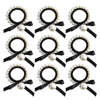 10PCS Imitation Pearls Elastics Hair Band Ponytail Holders Cotton Stretch Hair Ties Hair Ropes Hair Accessories Ponytail Hair Knots Elastics Holders Hair Elastic Bracelet
