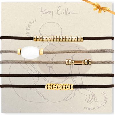 By Lilla Bracelet Hair Ties Stretchy Hair Tie Bracelet Gift Decorative Boho Handmade Jewelry for Womens Wrist and Ponytail (Downtown)