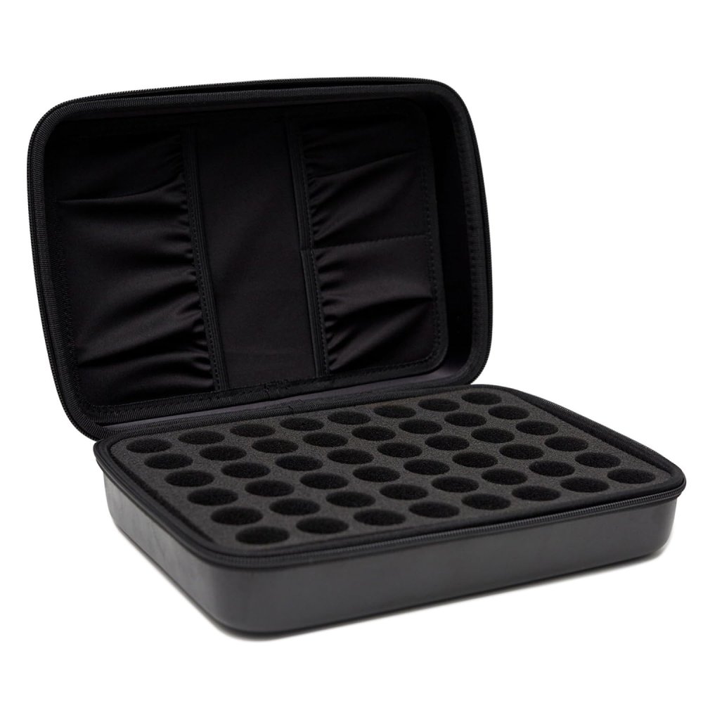 Edens Garden Essential Oil Carrying Case  Portable Travel Organizer Holds 48 Bottles (5 ml, 10 ml & Roll-Ons)  Hard Shell Zipper Storage Bag with Handle for Aromatherapy Accessories - Black