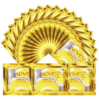 ALIVER Under Eye Patches (25 Pairs) - Collagen Eye Mask, Under Eye Masks for Dark Circles and Puffiness, Gel Under Eye Pads for Undereye Bags, Wrinkles, 24K Gold