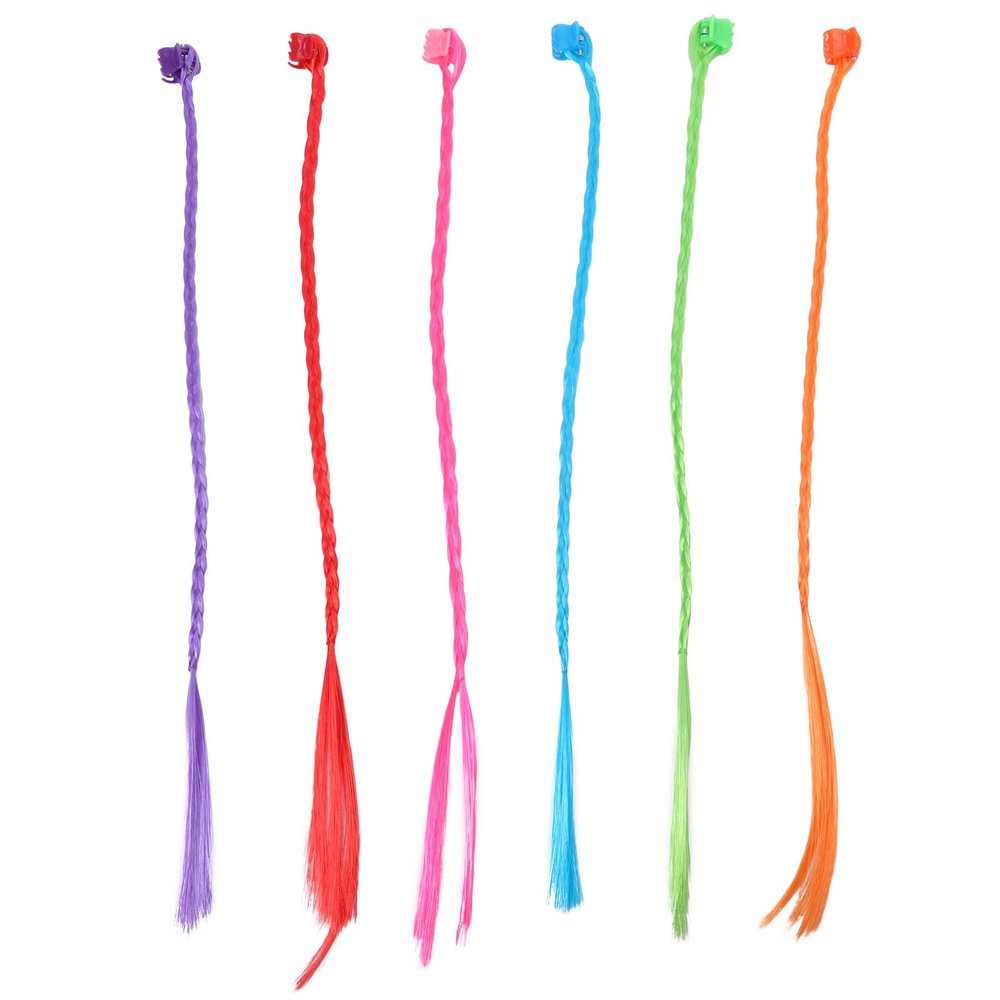 18pcs Nylon Braided Headband Hair Extensions Clip Braided Hair Clip Kids Barrettes for Hair Kids Hair Extensions Straight Wig Girl Child Party Supplies