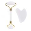 HOTACE Jade Roller Gua Sha Set Natural Jade Stone Roller for Face Beauty Facial Roller Massager Tools Face Slimming Lift Anti Wrinkle Skin Care Tools-White Jade view 1