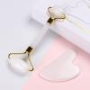 HOTACE Jade Roller Gua Sha Set Natural Jade Stone Roller for Face Beauty Facial Roller Massager Tools Face Slimming Lift Anti Wrinkle Skin Care Tools-White Jade view 2