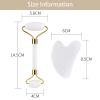 HOTACE Jade Roller Gua Sha Set Natural Jade Stone Roller for Face Beauty Facial Roller Massager Tools Face Slimming Lift Anti Wrinkle Skin Care Tools-White Jade view 3