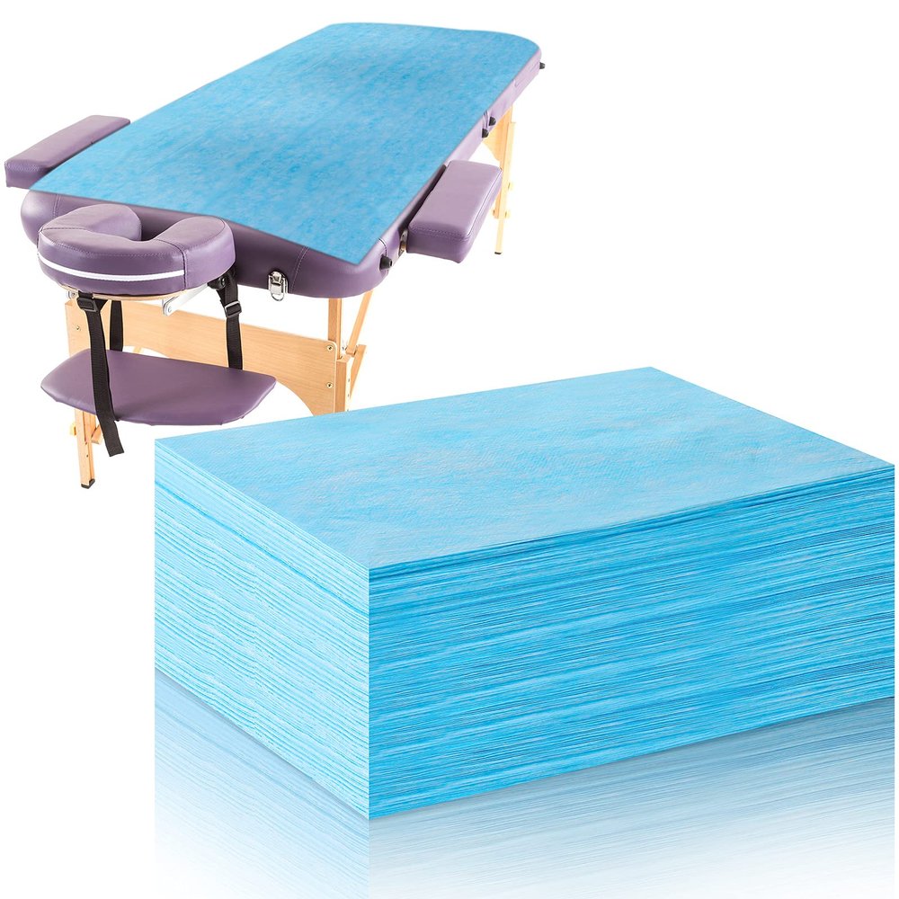 20 Pieces Disposable Bed Sheets Bed Cover Spa Massage Table Sheet Waterproof Bed Cover Flat Sheets Non-woven Fabric, 31 x 71 Inches (Blue)