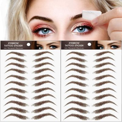 22 Pairs Peel Off 4D Eyebrow Tattoo Sticker Nature False Eyebrows Hair-Like Authentic Eyebrows Long Lasting Waterproof Temporary Tattoo for Eyebrow Grooming Shaping (Brown)