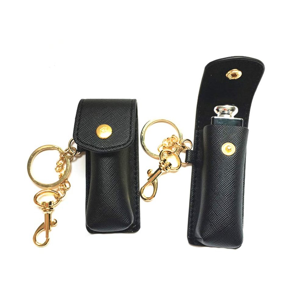 ARTIBETTER Lip Balm Holder 2pcs Lipstick Keychain Holder Black Leather Lipstick Sleeve Portable Lip Balm Keychain Bag Women Outdoor Lip Gloss Lipstick Storage Holder Holder
